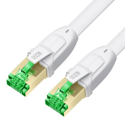 GCR PRO Патч-корд 20.0m PROF LSZH плоский прямой кат.7 ethernet, FTP, медь, белый, литой, экранированные коннекторы 24K GOLD, RJ45, T568B, GCR-55886