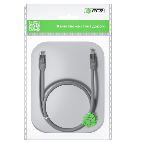 GCR Патч-корд прямой 1.0m UTP кат.6, серый, 24 AWG, ethernet high speed, RJ45, T568B, GCR-52544 GCR Патч-корд прямой 1.0m UTP кат.6, серый, 24 AWG, ethernet high speed, RJ45, T568B, GCR-52544