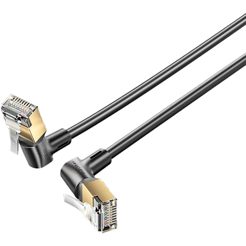 Патч-корд Vention прямой STP cat.8, RJ45 угол 360 - 0,5м. Черный