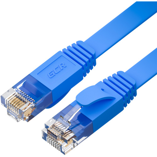 GCR Патч-корд PROF плоский прямой 20.0m, UTP медь кат.6, синий, 30 AWG, ethernet high speed 10 Гбит/с, RJ45, T568B, GCR-52864