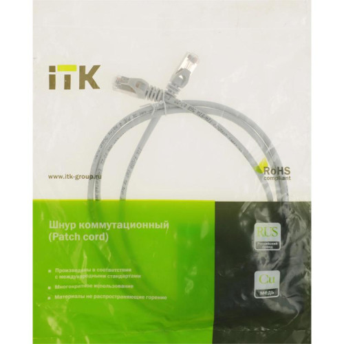 Патч-корд ITK PC01-C5EF-1M5 FTP RJ-45 вил.-вилка RJ-45 кат.5E 1.5м серый ПВХ (уп.:1шт)