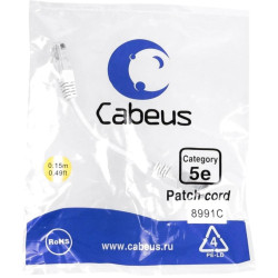 Патч-корд Cabeus PC-UTP-RJ45-CAT.5E-0.15M-WH U/UTP RJ-45 вил.-вилка RJ-45 кат.5E 0.15м белый LSZH