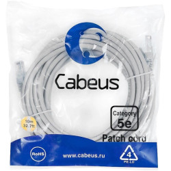 Патч-корд Cabeus PC-UTP-RJ45-CAT.5E-10M U/UTP RJ-45 вил.-вилка RJ-45 кат.5E 10м серый ПВХ