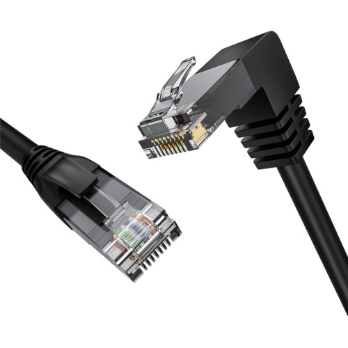 GCR Патч-корд прямой 1.0m UTP кат.5e, черный, нижний угол, литой, ethernet high speed, RJ45, T568B, GCR-53195