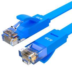 GCR Патч-корд PROF плоский прямой 10.0m, UTP медь кат.6, синий, 30 AWG, GCR-LNC621-10.0m ethernet high speed 10 Гбит/с, RJ45, T568B