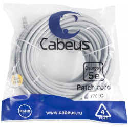 Патч-корд Cabeus PC-UTP-RJ45-CAT.5E-20M U/UTP RJ-45 вил.-вилка RJ-45 кат.5E 20м серый ПВХ