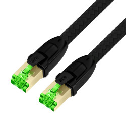 GCR PRO Патч-корд PROF кат.8 ethernet 1.5m S/FTP, RJ45, медь, 40 Гбит/с, 26 AWG, текстиль, черный, литой, экранированные коннекторы 24K GOLD, T568B, GCR-57589
