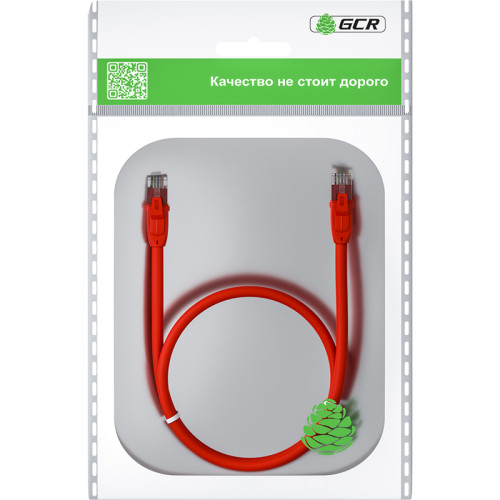 GCR Патч-корд прямой 3.0m UTP кат.6, красный, 24 AWG, ethernet high speed, RJ45, T568B, GCR-52405