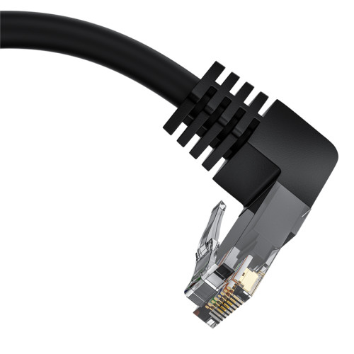 GCR Патч-корд прямой 1.0m UTP кат.5e, черный, верхний угол, литой, ethernet high speed, RJ45, T568B, GCR-53199