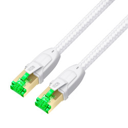 GCR PRO Патч-корд PROF кат.7 ethernet  30.0m F/FTP, RJ45, CU, 28 AWG, текстиль, белый, литой, экранированные коннекторы, T568B, GCR-57554