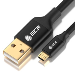 GCR Кабель 0.5m MicroUSB GOLD, быстрая зарядка, черный, AL корпус, 28/22 AWG, GCR-54190