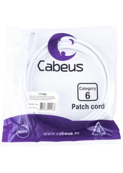 Патч-корд Cabeus PC-UTP-RJ45-CAT.6-3M-WH-LSZH U/UTP RJ-45 вил.-вилка RJ-45 кат.6 3м белый LSZH