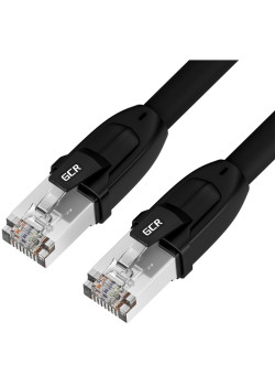 GCR Патч-корд PROF кат.8 ethernet  20.0m F/FTP,  RJ45, CU, 26 AWG, литой, прямой, черный, экранированные коннекторы, GCR-52353