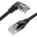 GCR Патч-корд прямой 0.5m UTP кат.5е, черный, правый угол, литой, ethernet high speed, RJ45, T568B, GCR-53143