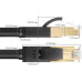 Greenconnect Патч-корд PROF категории 7 ethernet  0.15m F/FTP,  RJ45, CU, 28 AWG, литой, прямой , черный, экранированные коннекторы