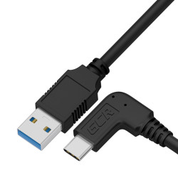 GCR Кабель интерфейсный USB 3.0 (USB 3.2 Gen 1) Type C 0.5m, АМ / CM угловой, 5 Гбит/с, черный, GCR-54772