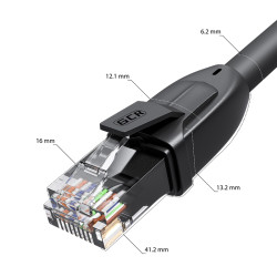 GCR Патч-корд PROF прямой 20.0m, UTP медь кат.6, че, 24 AWG, ethernet high speed 10 Гбит/с, RJ45, T568B, GCR-52589