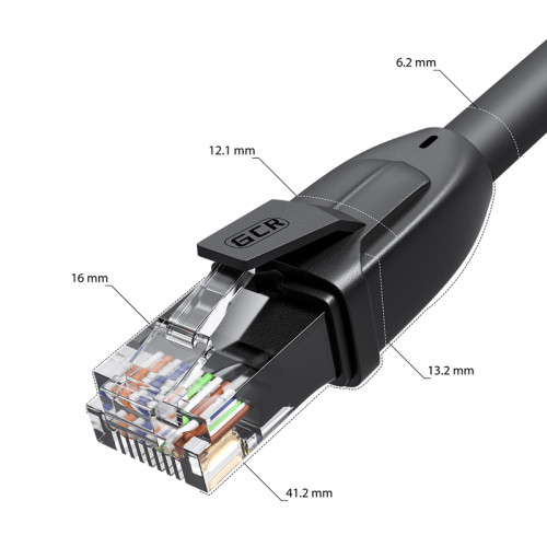 GCR Патч-корд PROF прямой 20.0m, UTP медь кат.6, че, 24 AWG, ethernet high speed 10 Гбит/с, RJ45, T568B, GCR-52589