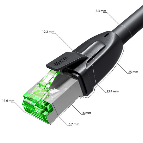 GCR PRO Патч-корд LSZH PROF прямой 40.0m, UTP медь кат.6, черный, 26 AWG, ethernet high speed 10 Гбит/с, RJ45, T568B, GCR-56873