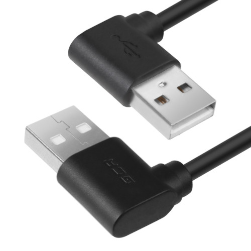 GCR Кабель 1.0m USB 2.0, AM угловой/AM угловой, 28/24 AWG,  GCR-AUM5AM-BB2S-1.0m