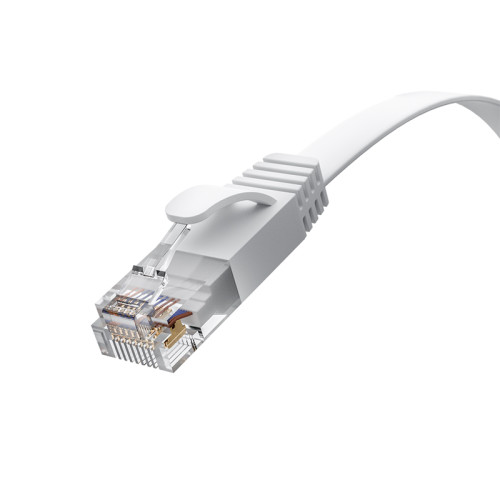 GCR Патч-корд PROF плоский прямой 7.5m, UTP медь кат.6, белый, 30 AWG, ethernet high speed 10 Гбит/с, RJ45, T568B, GCR-52875