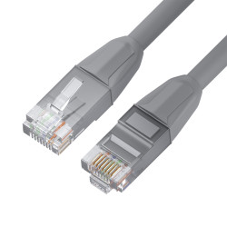 GCR Патч-корд прямой 0.3m LSZH UTP кат.6, серый, 24 AWG, литой без фиксатора, ethernet high speed, RJ45, T568B, GCR-53081