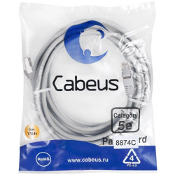Патч-корд Cabeus PC-FTP-RJ45-CAT.5E-5M-LSZH F/UTP RJ-45 вил.-вилка RJ-45 кат.5E 5м серый LSZH