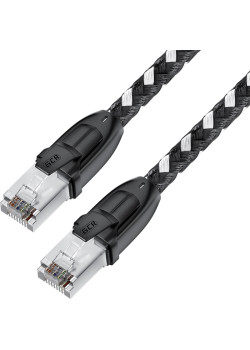 GCR Патч-корд PROF прямой 3.0m, UTP медь кат.6, STRONG черно-белый нейлон, ethernet high speed 10 Гбит/с, T568B, GCR-52778