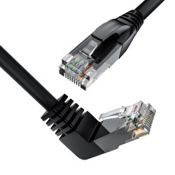 GCR Патч-корд 2.0m UTP кат.6, черный, верхний угол, литой, ethernet high speed, RJ45, T568B