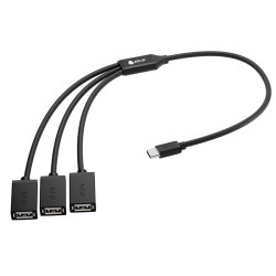 GCR Переходник USB Hub Type-C гибкий 1.2m разветвитель на 3 USB порта, СМ / 3 х AF, черный, GCR-55311