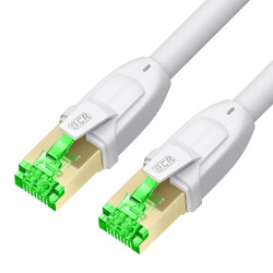 GCR Патч-корд PROF кат.8 ethernet  10.0m SF/FTP, RJ45, медь, 40 Гбит/с, 26 AWG, белый, литой, экранированные коннекторы 24K GOLD, T568B, GCR-55903