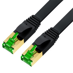 GCR PRO Патч-корд 20.0m LSZH PROF плоский прямой кат.7 ethernet, FTP, медь, черный, литой, экранированные коннекторы 24K GOLD, RJ45, T568B, GCR-55653