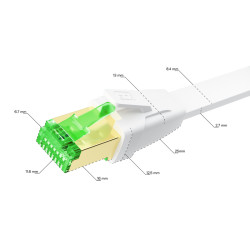GCR Патч-корд LSZH PROF плоский прямой 1.0m, FTP, кат.8 ethernet, RJ45, медь, 30 AWG, белый, литой, экранированные коннекторы 24K GOLD, T568B, GCR-55854