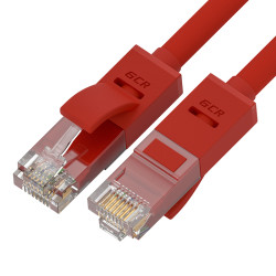 Greenconnect Патч-корд прямой 30.0m, UTP кат.5e, красный, позолоченные контакты, 24 AWG, литой, ethernet high speed 1 Гбит/с, RJ45, T568B