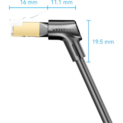 Патч-корд Vention прямой STP cat.8, RJ45 угол 360 - 0,5м. Черный Патч-корд Vention прямой STP cat.8, RJ45 угол 360 - 0,5м. Черный
