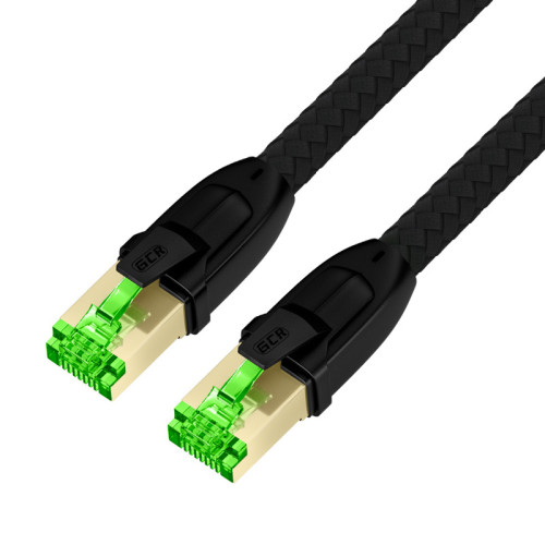 GCR PRO Патч-корд PROF кат.8 ethernet 20.0m S/FTP, RJ45, медь, 40 Гбит/с, 26 AWG, текстиль, черный, литой, экранированные коннекторы 24K GOLD, T568B, GCR-57596
