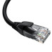 GCR Патч-корд прямой 2.0m UTP кат.5e, черный, левый угол, литой, ethernet high speed, RJ45, T568B, GCR-53151