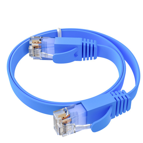 GCR Патч-корд PROF плоский прямой 10.0m, UTP медь кат.6, синий, 30 AWG, ethernet high speed 10 Гбит/с, RJ45, T568B, GCR-52852