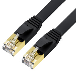 GCR Патч-корд 3.0m PROF плоский прямой кат.7 ethernet, FTP, медь, черный, литой, экранированные коннекторы 24K GOLD, RJ45, T568B
