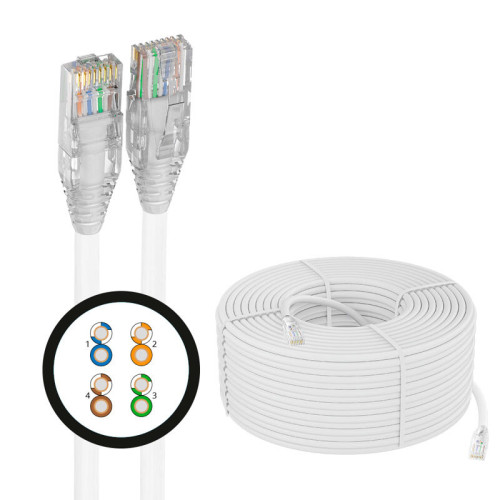 4PH Кабель LAN витая пара 50m в бухте, UTP кат.5e, CCA 4х2х0,5 (24AWG), одножильный (Solid), белый, 4PH-R90918