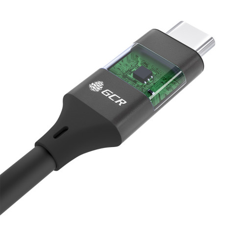 GCR Кабель USB 3.1 (USB 3.2 Gen 2) Type C-С, 0.5m, 100W/20V/5A, M/M, 10 Гбит/с, TPE, AL сase черный, черный, GCR-54070