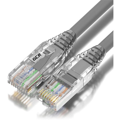 GCR Патч-корд сборный 0.5m LSZH UTP кат.5e, серый, коннектор прозрачный+ABS колпачок, 24 AWG, ethernet high speed 1 Гбит/с, RJ45, T568B, GCR-52626