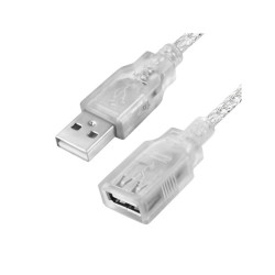 GCR Удлинитель PROF 1.8m USB 2.0, AM/AF, прозрачный, литой, ферритовые кольца, 28/26 AWG, экран, армированный, морозостойкий, GCR-50918