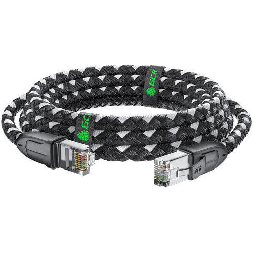 GCR Патч-корд PROF прямой 1.0m, UTP медь кат.6, STRONG черно-белый нейлон, ethernet high speed 10 Гбит/с, T568B, GCR-52776 GCR Патч-корд PROF прямой 1.0m, UTP медь кат.6, STRONG черно-белый нейлон, ethernet high speed 10 Гбит/с, T568B, GCR-52776