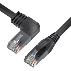 GCR Патч-корд прямой 3.0m UTP кат.5e, черный, правый угол, литой, ethernet high speed, RJ45, T568B, GCR-53146