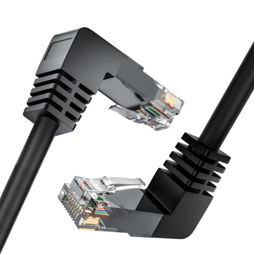 GCR Патч-корд 0.5m UTP кат.6, черный, верхний/верхний угол, литой, ethernet high speed, RJ45, T568B