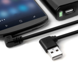 GCR Кабель 0.3m MicroUSB угловой левый, 28/28 AWG, GCR-AUA8AMCB6-BB2S-0.3m