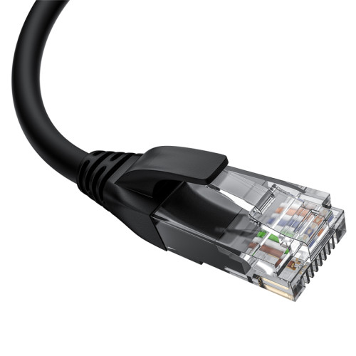 GCR Патч-корд прямой 0.5m UTP кат.5e, черный, верхний угол, литой, ethernet high speed, RJ45, T568B, GCR-53198