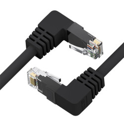 GCR Патч-корд прямой 20.0m UTP кат.5e, черный, верхний/верхний угол, литой, ethernet high speed, RJ45, T568B