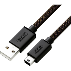 GCR Кабель PROF 1.5m USB 2.0, AM/mini 5P, черно-прозрачный, ферритовое кольцо, 28/24 AWG, экран, армированный, морозостойкий, GCR-51200